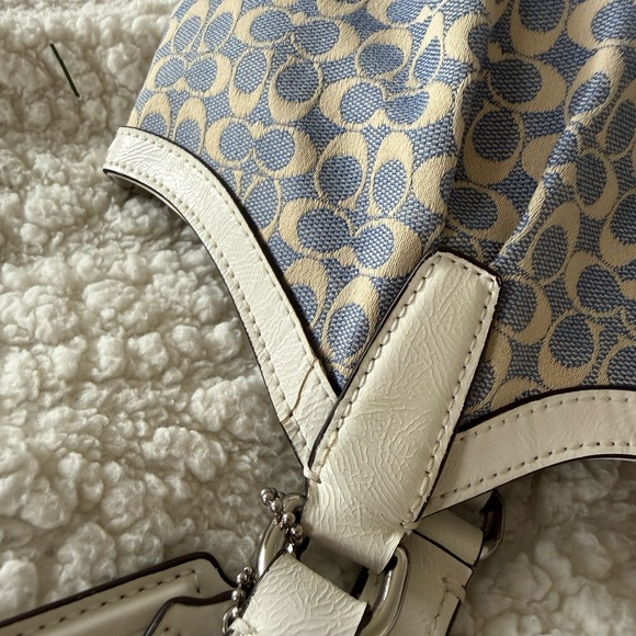 Rare Legacy Vintage Coach Signature Stripe Devon Jacquard Shoulder Bag Blue Cs - Picture 16 of 16